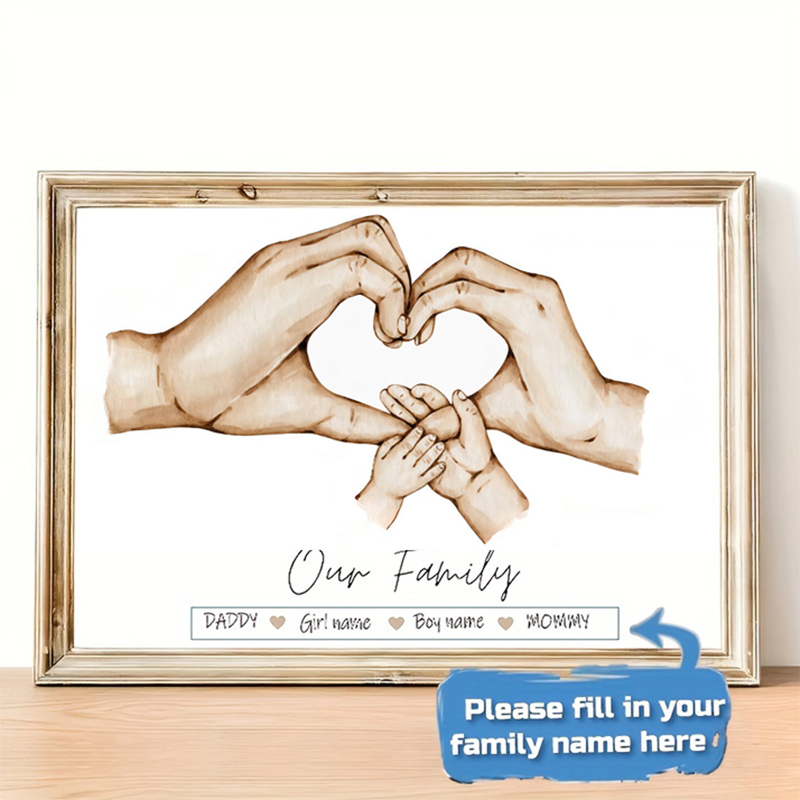 Personalized Name Box - Personalizado família mão cartaz nome pintura
