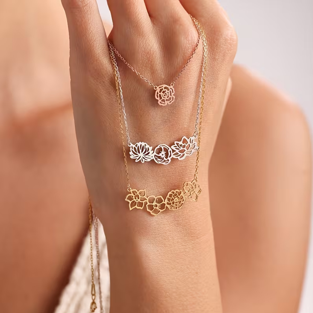 Birth Flower Necklace - Colar Personalizado com Flores de Nascimento