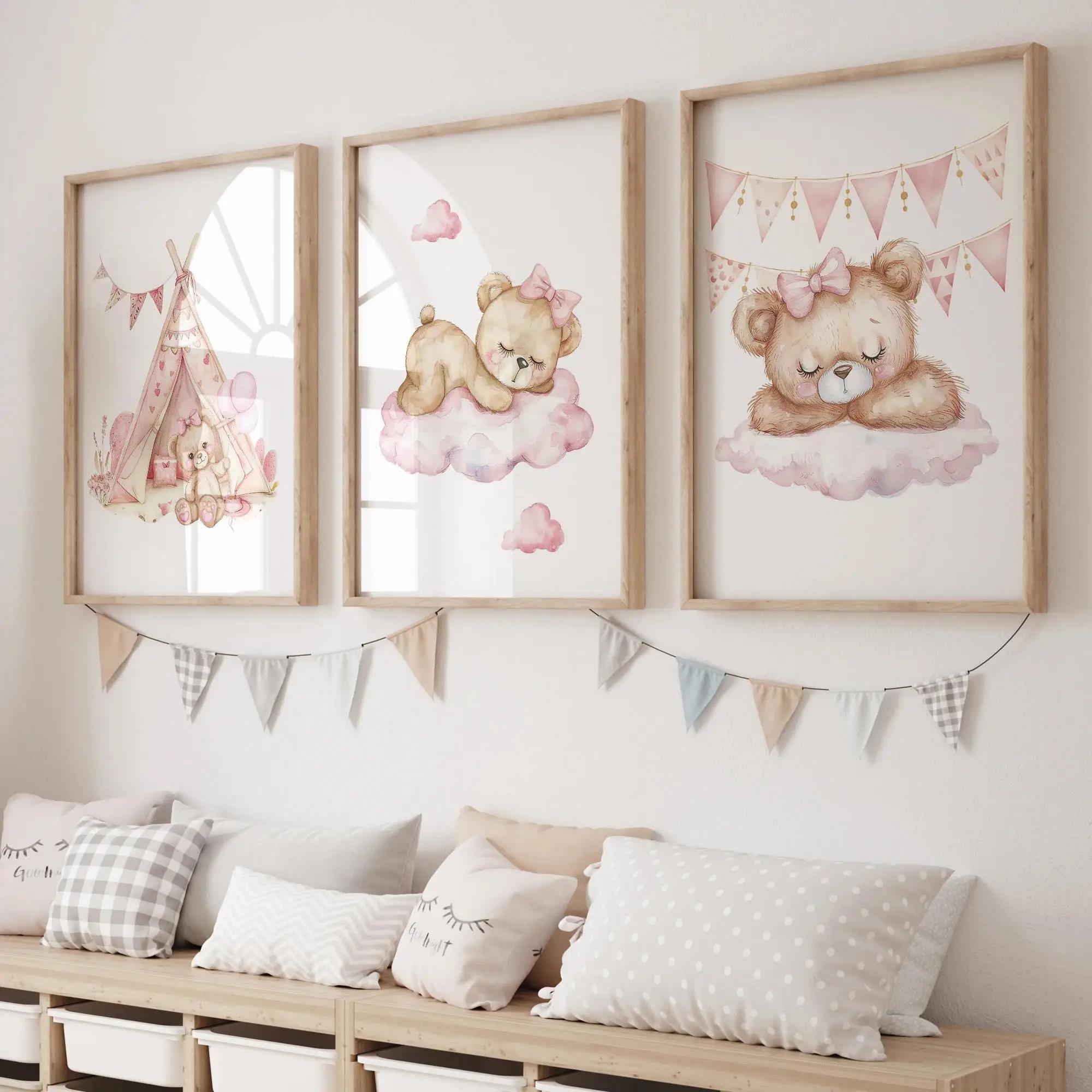 Personalized Name Box - Rosa sonho urso carrossel tenda balanço