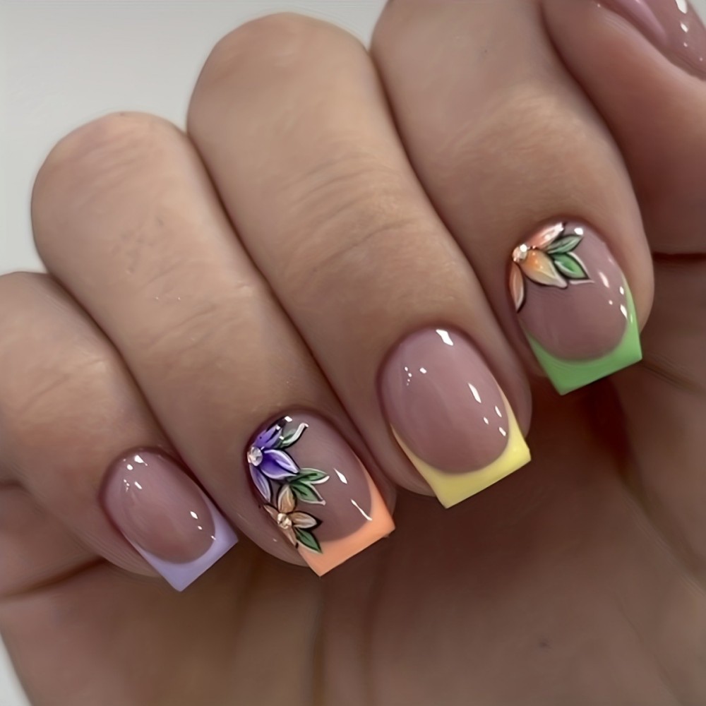 24 Unidades de Unhas Postiças  - Pressed Flower Art avaliação e preço