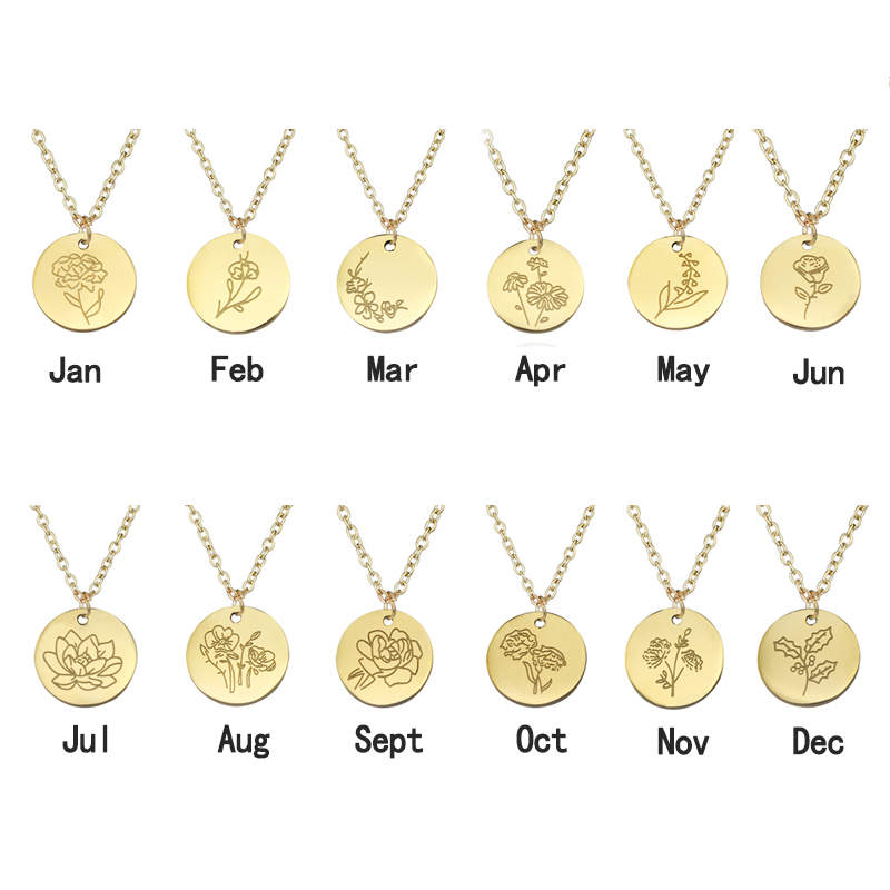 Colar de aço titânio com irreg - Birth Flower Necklace avaliação e preço