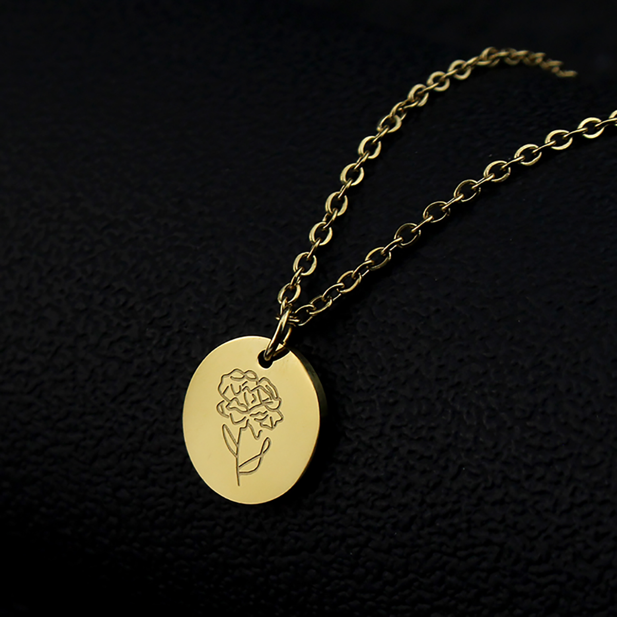 Colar de aço titânio com irreg - Birth Flower Necklace avaliação e preço