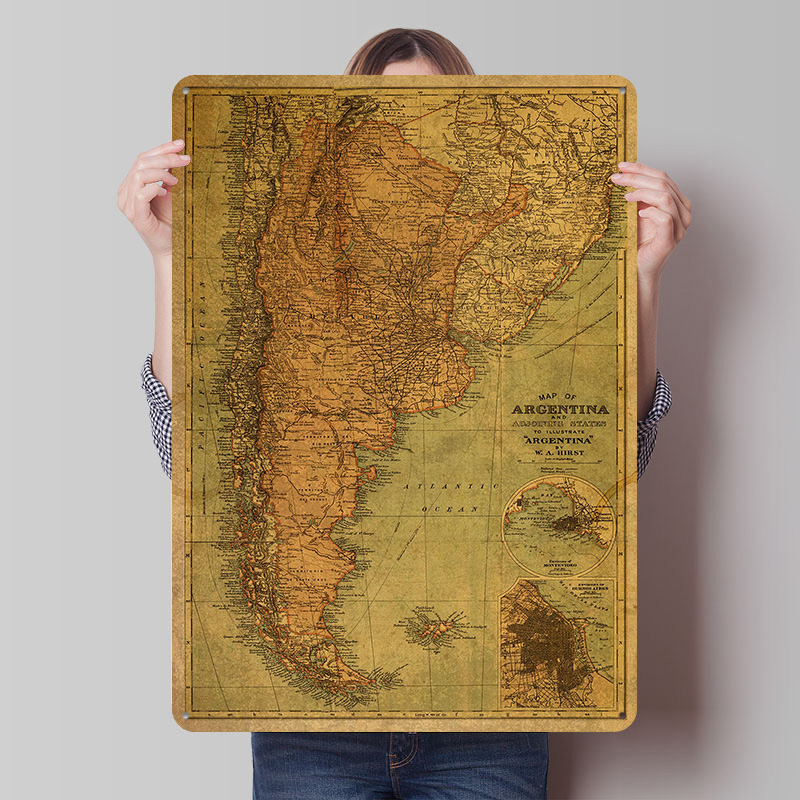 Mapa Vintage da Argentina em P - Custom Map Poster avaliação e preço