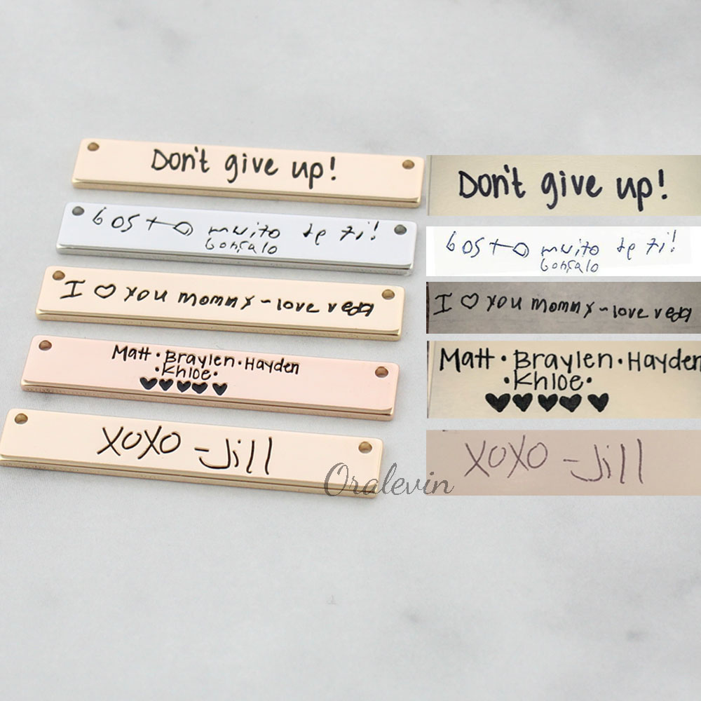 Personalizado Personalizado Re - Handwriting Necklace Bar avaliação e preço